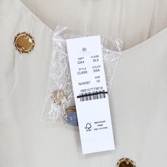 J.Crew Collection Slip Dress Mirror Embellishments Gold Sea Sand Size 10 NWT - Picture 5 of 11